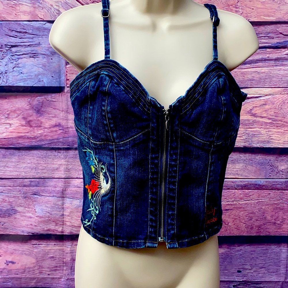 Harley-Davidson Dark Blue Denim Crop Top